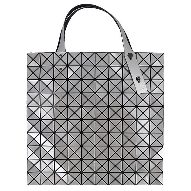 ISSEY MIYAKE 三宅一生BAOBAO亮面方格10x10透光手提包(銀色/中)