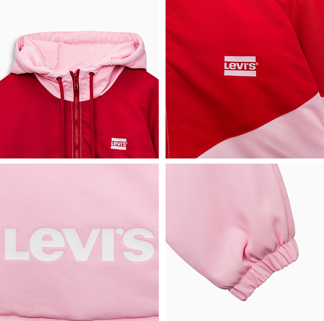 Levis 女款 風衣連帽外套色塊拼接 經典Logo