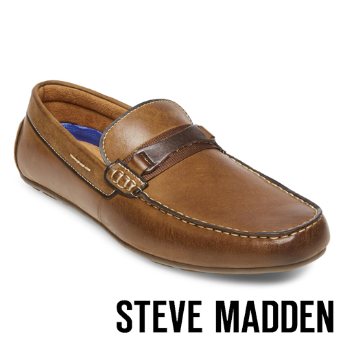 STEVE MADDEN-GARTER 真皮男士雅痞懶人鞋-咖啡