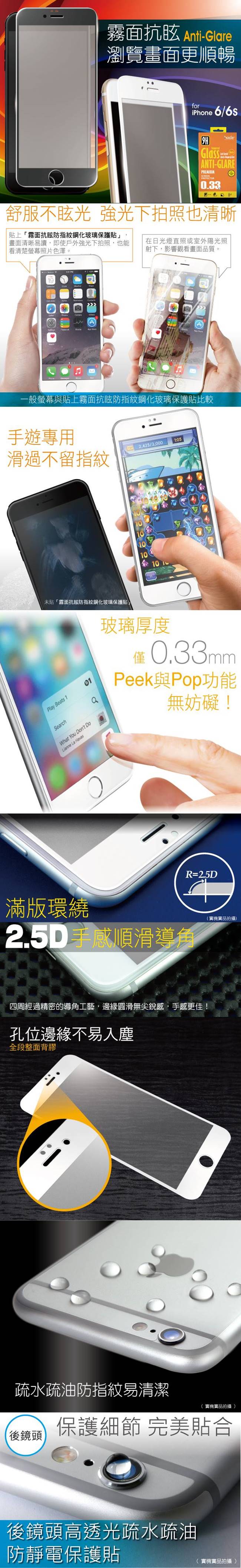 【hoda】iPhone 6/6s 2.5D防眩光滿版9H霧面鋼化玻璃保護貼
