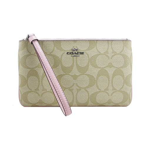 COACH加大版C LOGO PVC手拿包(粉)