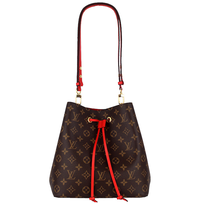 LV M44021 Monogram 經典LV花紋紅色伸縮背帶水桶包