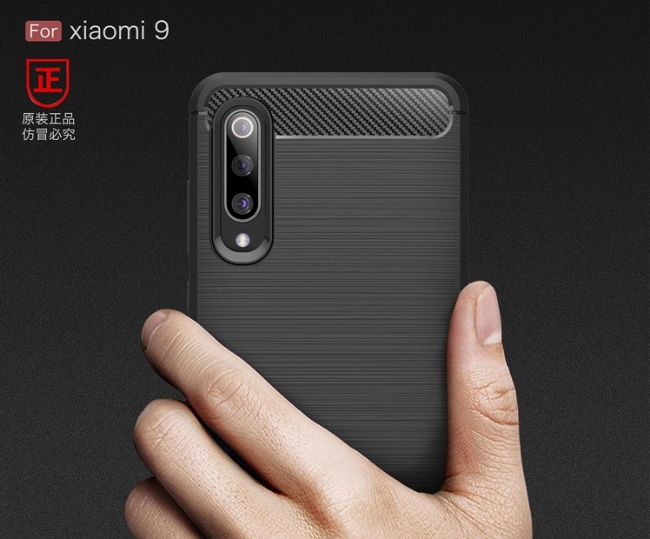 PKG For:小米9 手機殼時尚碳纖紋路+抗指紋