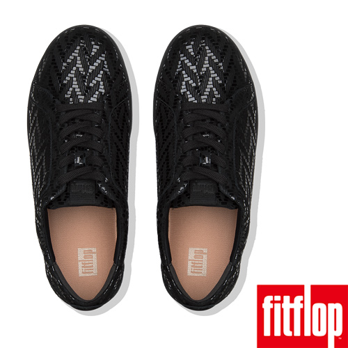 FitFlop RALLY CHEVRON-SUEDE SNEAKERS-黑色