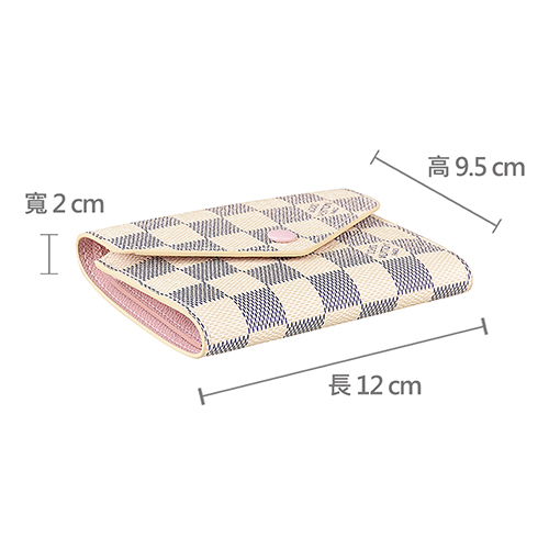 LV N64022 VICTORINE棋盤格DAMIERAZUR釦式短夾(白x芭雷粉)