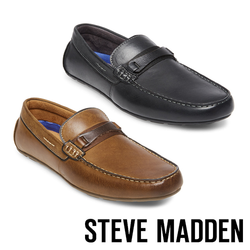 STEVE MADDEN-GARTER 真皮男士雅痞懶人鞋-咖啡