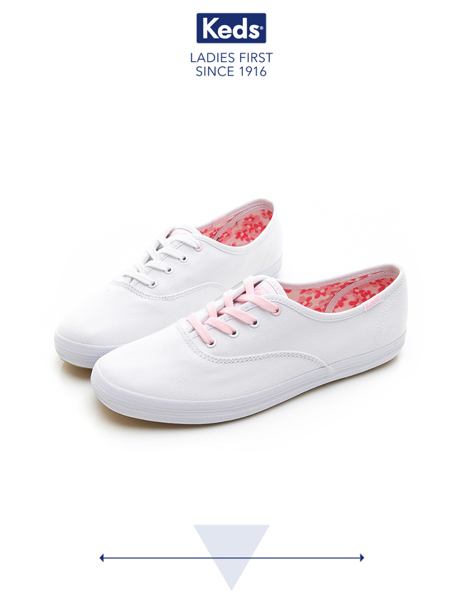 Keds CHAMPION 夢幻綁帶休閒鞋-白粉限定款