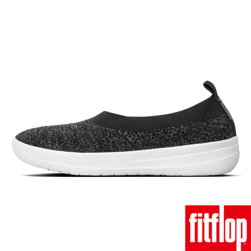 FitFlop UBERKNIT CRYSTAL BALLERINAS-黑