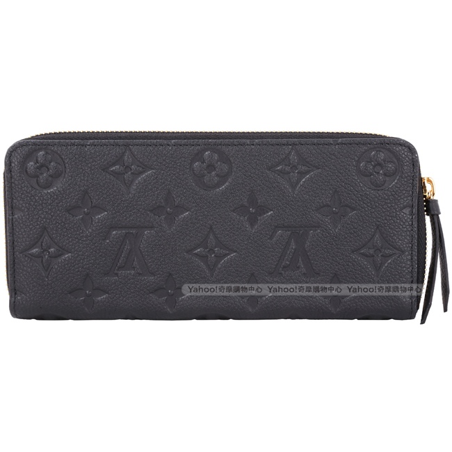 LV M60171 Clemence Monogram 經典壓印拉鍊長夾(黑色)