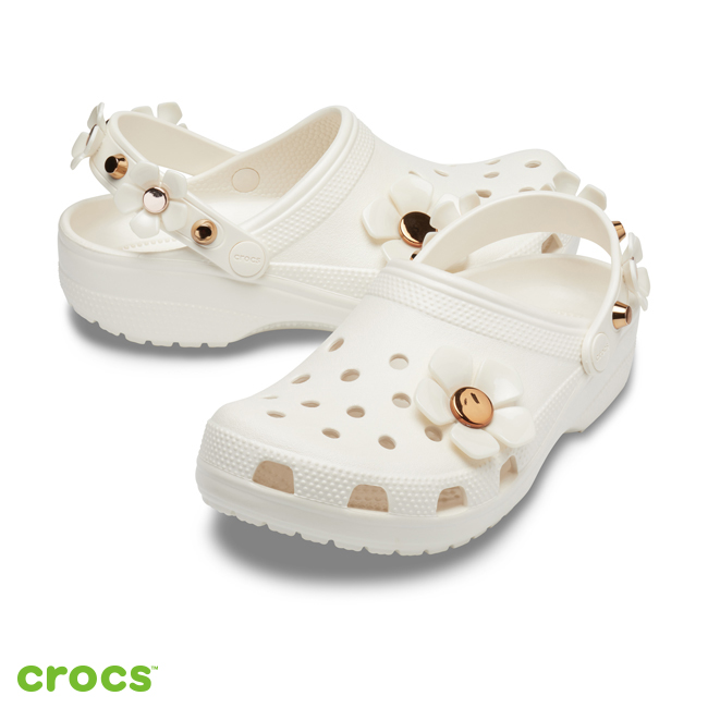 Crocs 卡駱馳 (中性鞋)經典金屬花朵克駱格 205585-159