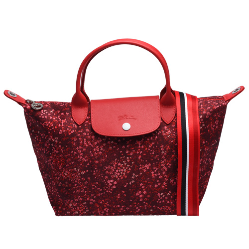 LONGCHAMP Le Pliage Collection小碎花手提/斜背包(小-紅色)