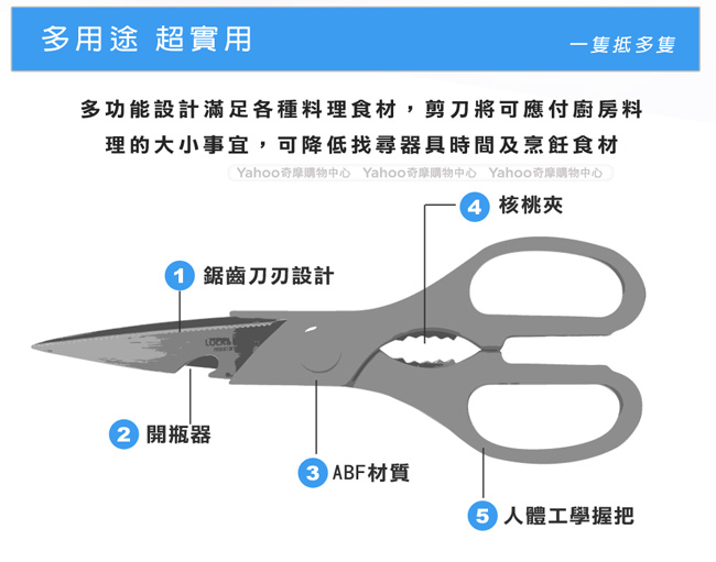 樂扣樂扣 超銳利全能萬用剪刀22CM_橘色(快)