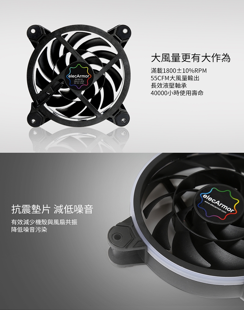 elecArmor電鎧 ARMOR FAN 幻彩風暴 ARGB 風扇組(3入)