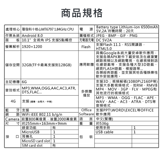 終極之戰 10.1吋十核心4G LTE通話平板電腦 (6G/32GB)