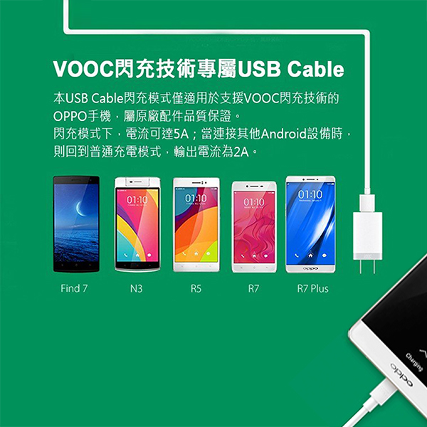 【VOOC】支援OPPO Micro USB閃充傳輸充電線