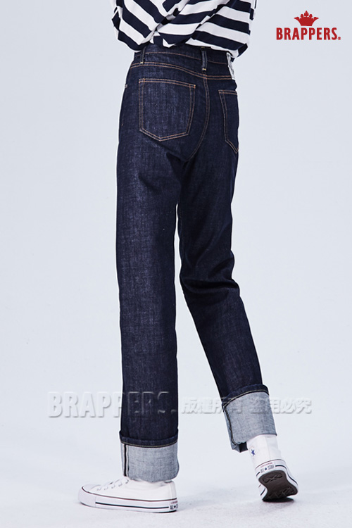 BRAPPERS 女款 Boy friend系列-中高腰彈性直筒褲-深藍