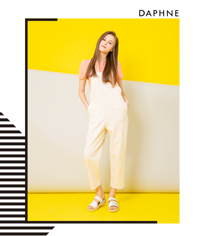 達芙妮DAPHNE 涼鞋-縷空幾何條帶厚底拖鞋-米白