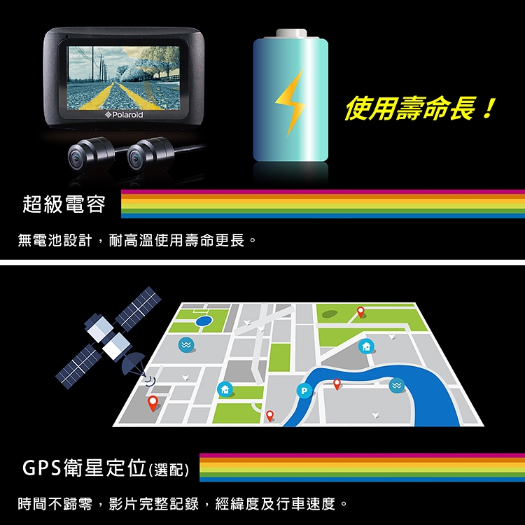 Polaroid寶麗萊 MS273WG蜂鷹Wifi機車夜視雙鏡行車記錄器-附32G卡