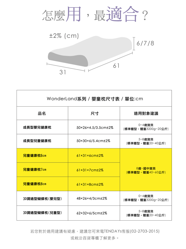 【TENDAYs】兒童健康枕(8cm記憶枕 兩色可選)