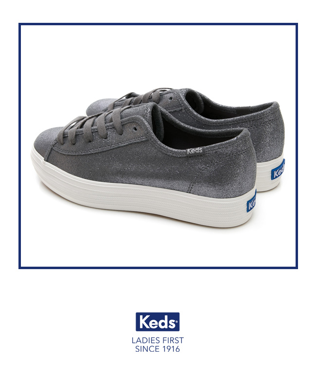 Keds TRIPLE KICK 麂皮霧感綁帶厚底休閒鞋-深灰