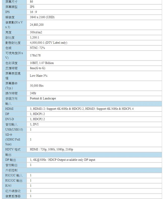 LG 樂金 86吋 4K超智慧商用顯示器86UH5C