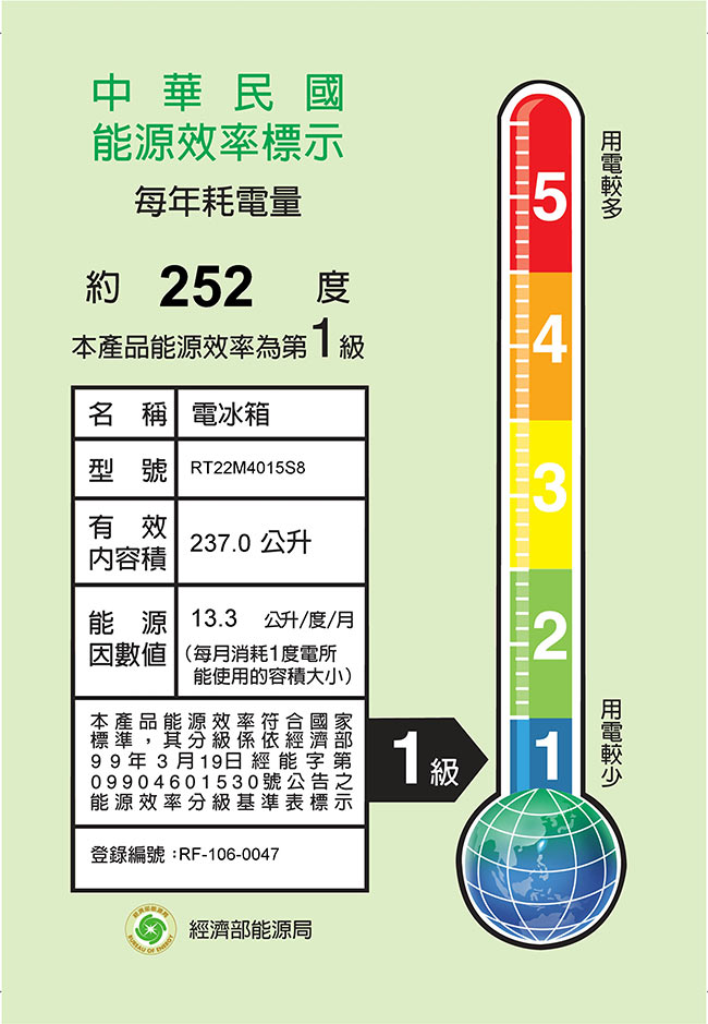 *館長推薦* SAMSUNG三星 237L 1級變頻2門電冰箱 RT22M4015S8/TW