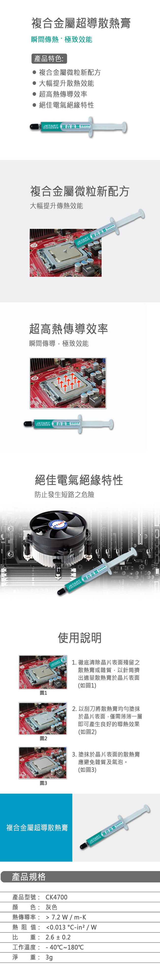 【JETART 捷藝科技】複合金屬超導散熱膏 CK4700