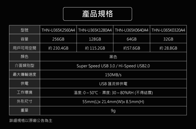 Toshiba U365 Yamabiko 128GB USB3.0 黑色隨身碟