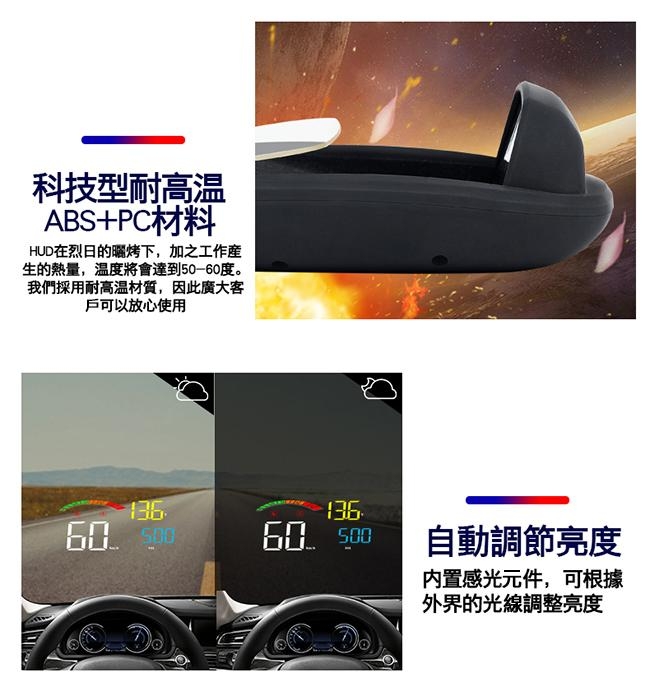 FLYone C800 HUD OBD2/GPS 雙系統多功能汽車抬頭顯示器-自