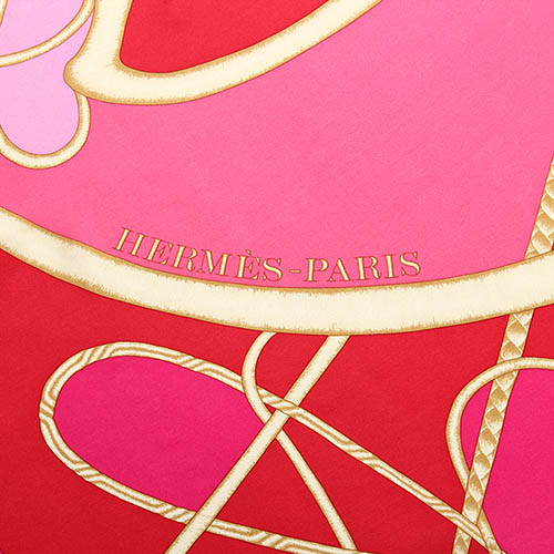 HERMES Coup de Fouet 真絲披肩方型大絲巾圍巾-粉紅
