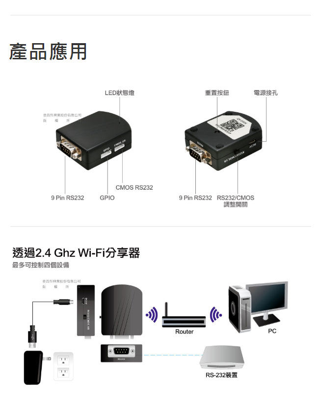 Uptech 登昌恆 UTN460W 無線to RS-232傳輸器