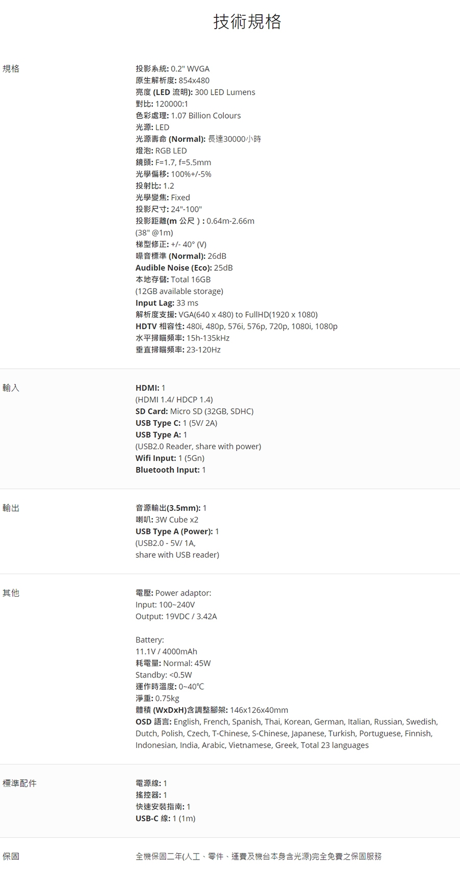 ViewSonicM1+ WVGA 360度無線巧攜投影機 (300 LED流明)