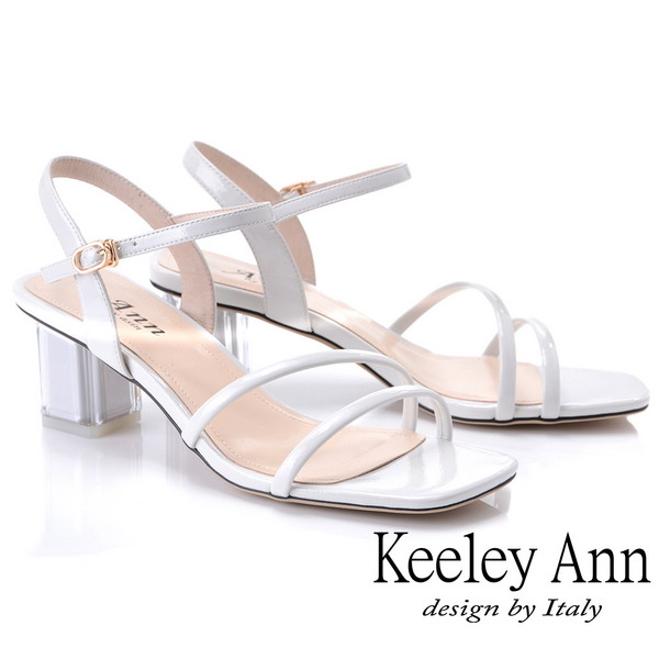 Keeley Ann造型透視跟 素雅線條中跟涼鞋(白色-Ann系列)
