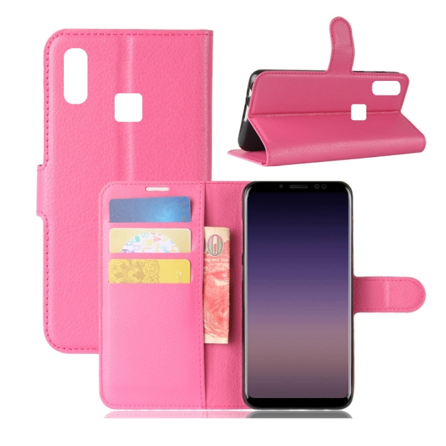 PKG 三星A8 STAR 側翻式-精選皮套-經典款式-玫