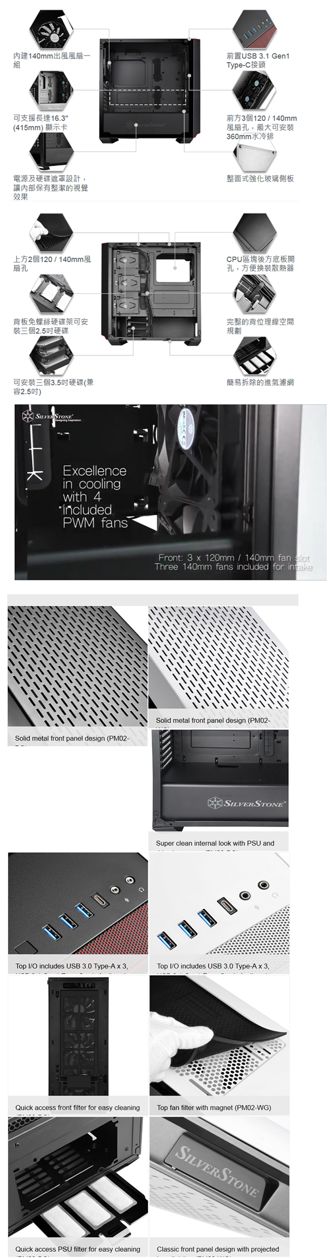 銀欣 SilverStone 鋒馳系列 PM02B-G 黑色電腦機殼