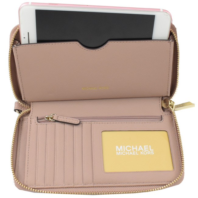 MICHAEL KORS WRISTLETS牛皮對開式手掛中夾(淡黃褐色)