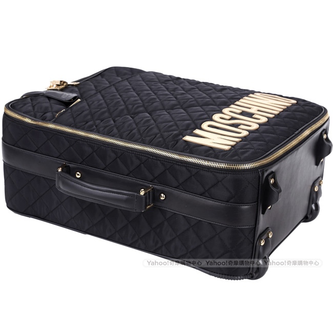 MOSCHINO 菱格車縫設計行李箱(黑色)
