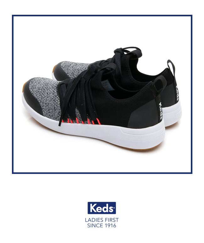 Keds Studio 完美包覆綁帶輕量休閒鞋-黑