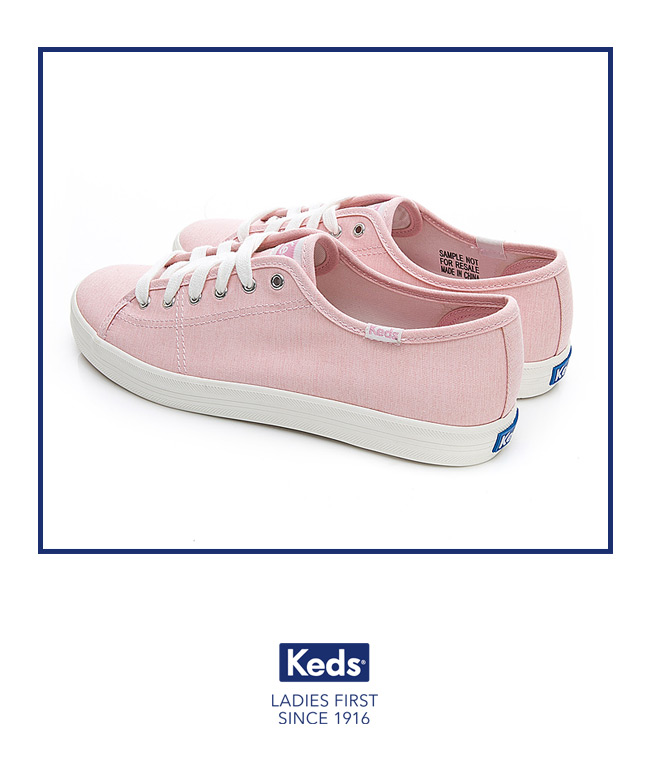 Keds KICKSTART 輕薄素面綁帶休閒鞋-粉紅