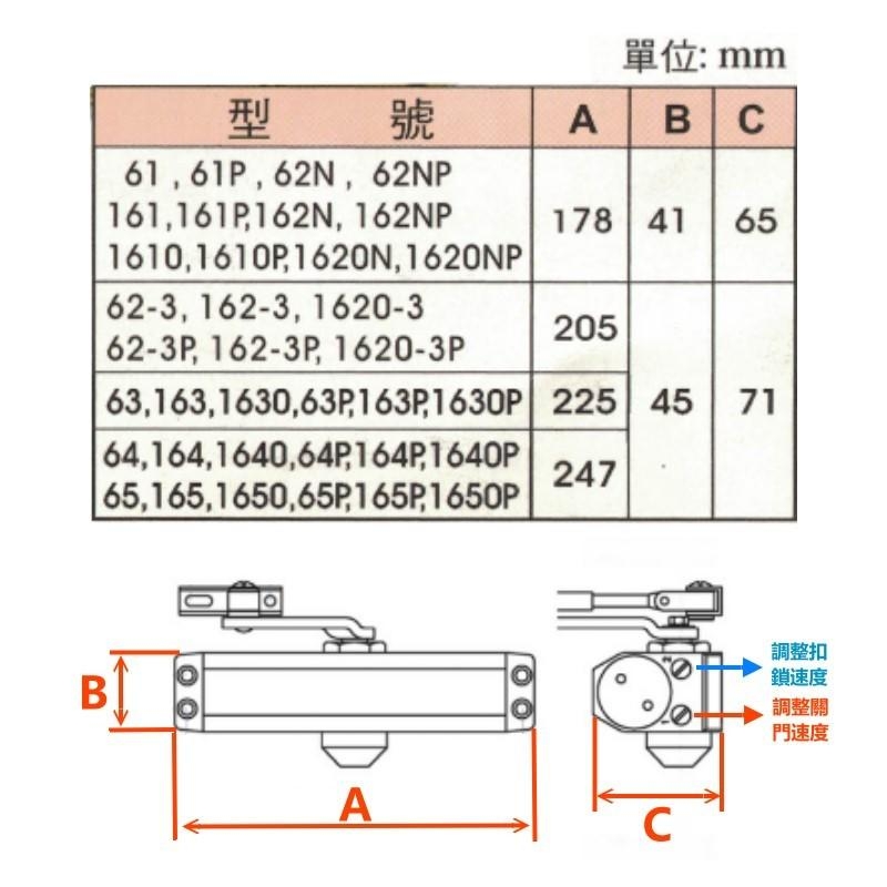 1650P 日本RYOBI 平行式安裝 外停檔日本門弓器/自動關門器