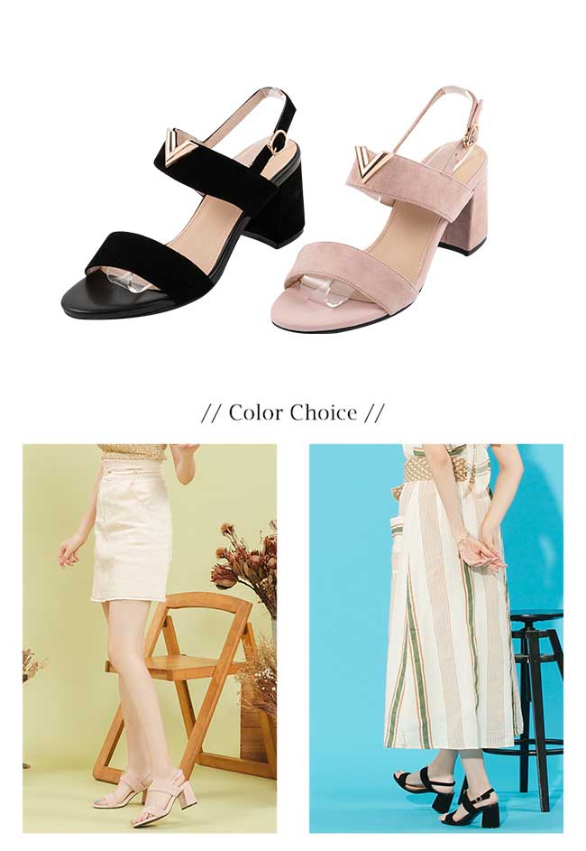 BESO 誘惑美型 V字五金一字帶涼鞋~黑