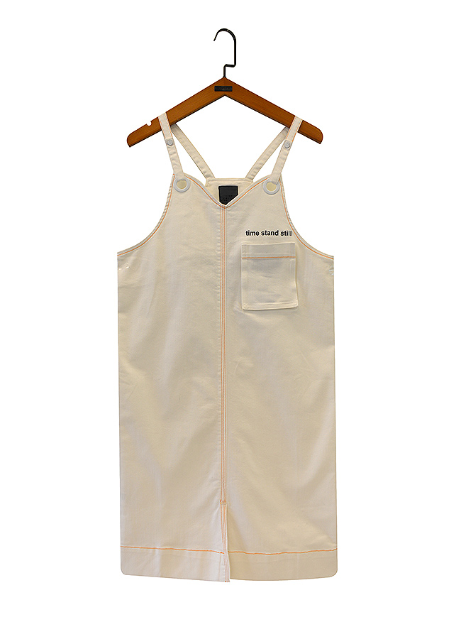 gozo 裝飾口袋簡約壓線吊帶裙(二色)