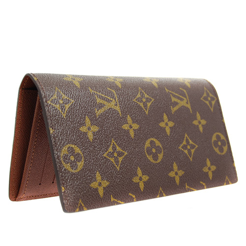 (無卡分期12期)LV M66540 Brazza Monogram帆布雙折長夾