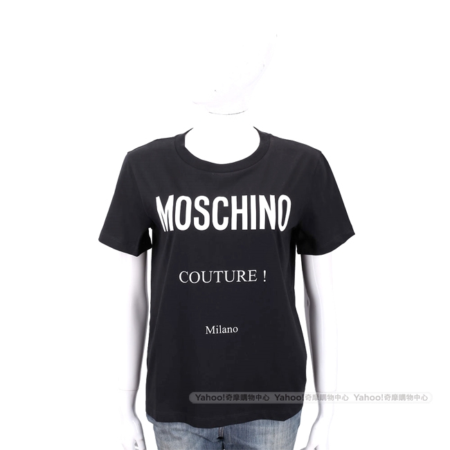 MOSCHINO 品牌LOGO印花黑色棉質T恤