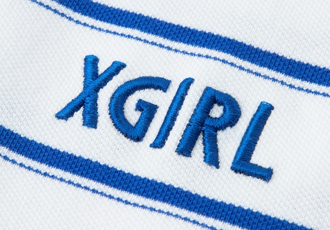 X-girl STRIPED PIQUE S/S TOP短袖條紋T恤-白/藍