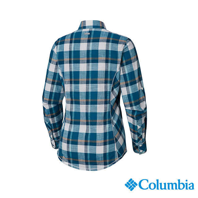 Columbia 哥倫比亞 女款-純棉長袖襯衫-藍色格紋 UAL79900BC