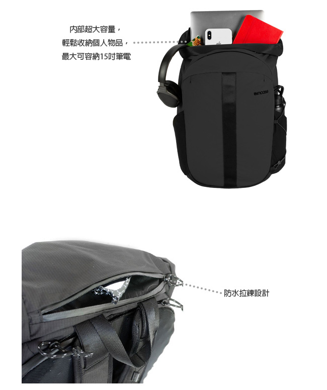 INCASE AllRoute Rolltop Pack 15吋 捲蓋式筆電後背包 (黑)