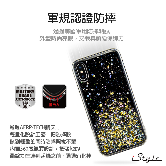 iStyle iPhone X/XS 5.8吋 流沙金手機殼