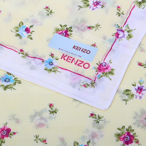 KENZO 經典氣質花卉純棉帕巾-奶油黃