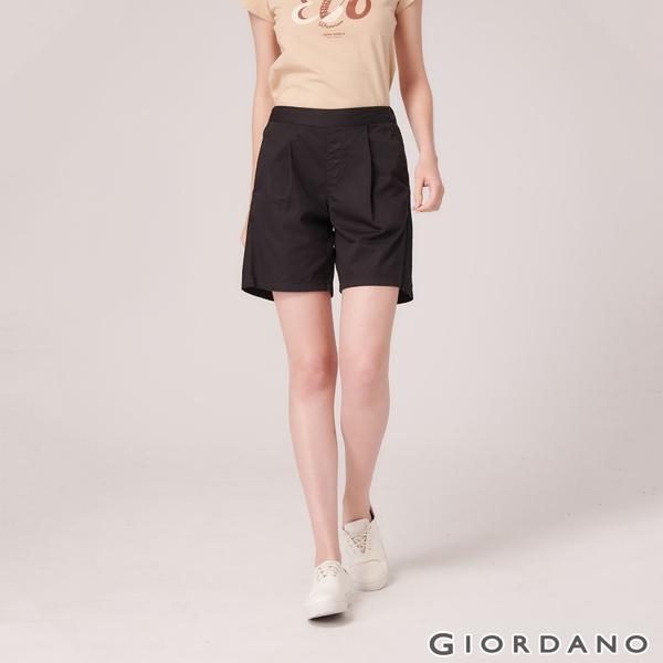 GIORDANO 女裝A字型打折休閒短褲-09 標誌黑